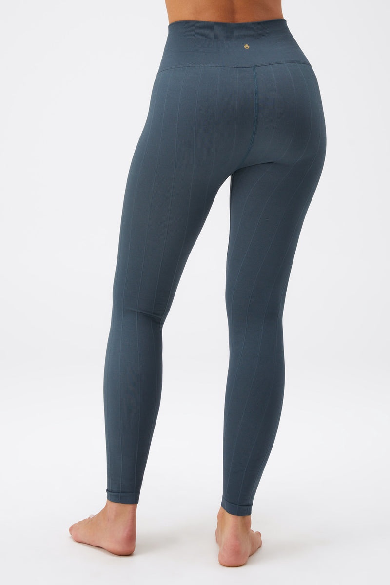 Women's Spiritual Gangster Amara Wide Rib Seamless Legging Bottoms Deep Sea Blue | ZK8032965