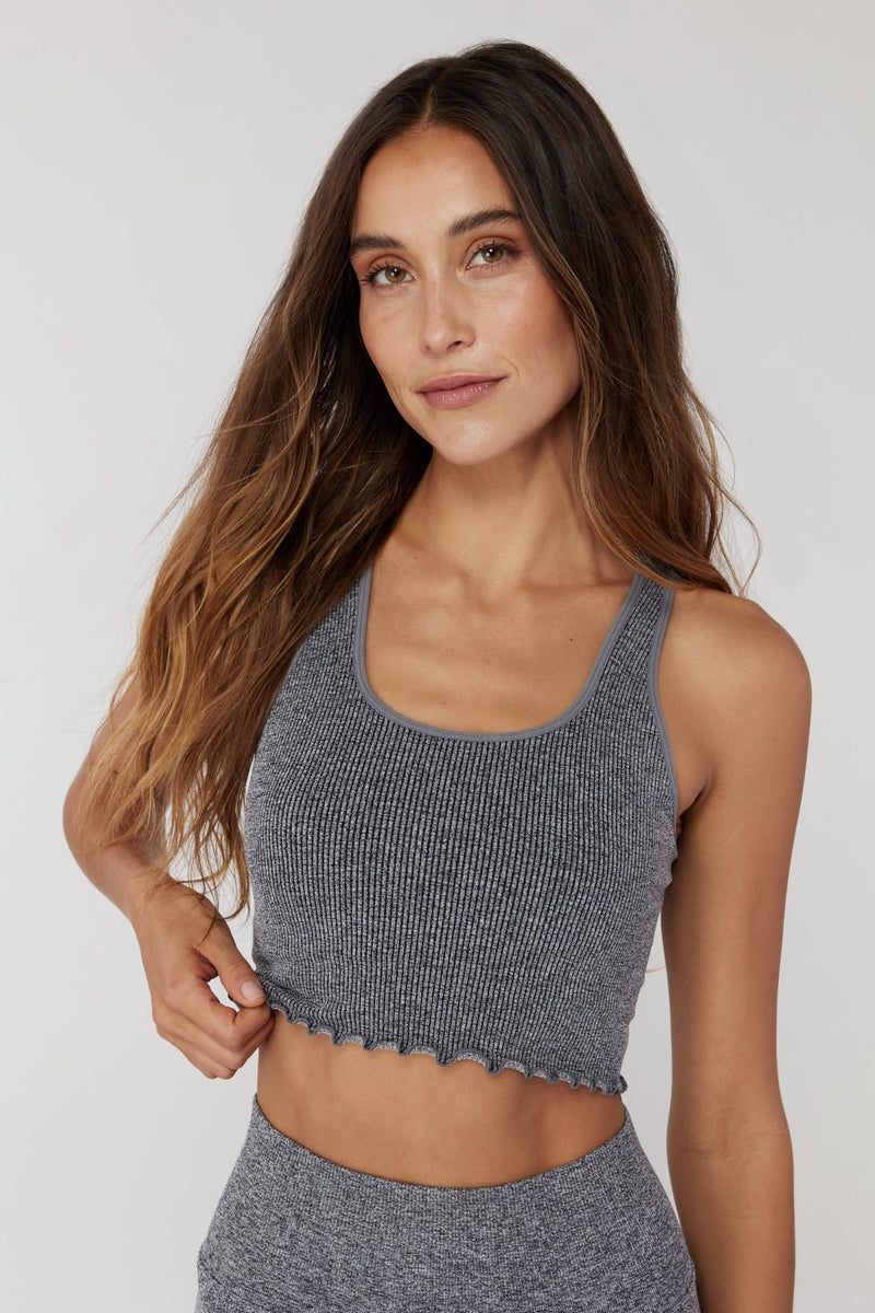 Women's Spiritual Gangster Amor Crop Tank Tees & Tanks Heather Grey | LM9301475