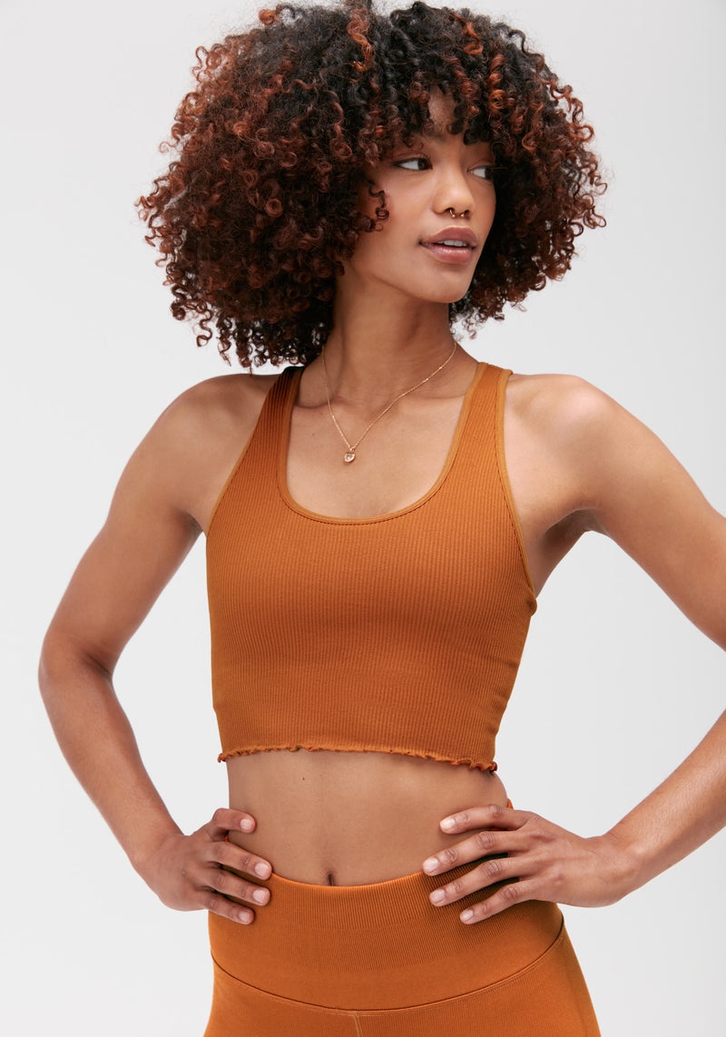 Women's Spiritual Gangster Amor Seamless Crop Tank Tops Nutmeg | YD4369521