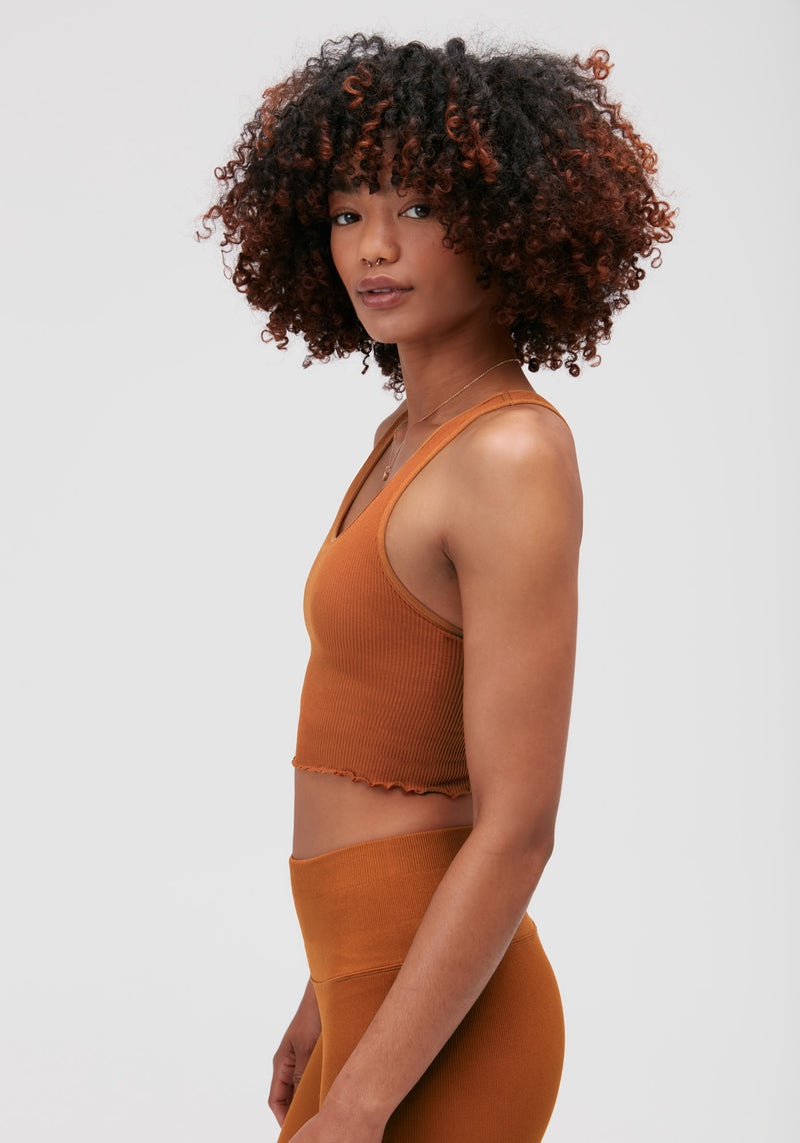 Women's Spiritual Gangster Amor Seamless Crop Tank Tops Nutmeg | YD4369521