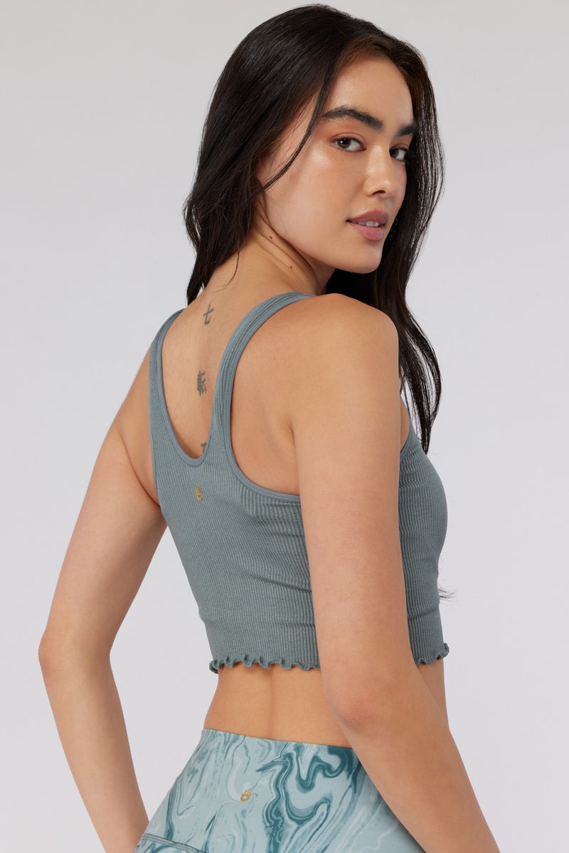 Women's Spiritual Gangster Amor Seamless Crop Tank Tops Winter Thyme | BW8653790