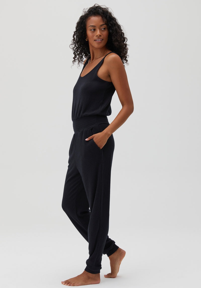 Women's Spiritual Gangster Ballet Rib Jumpsuit Dresses, Rompers & Jumpsuits Black | IJ4290763