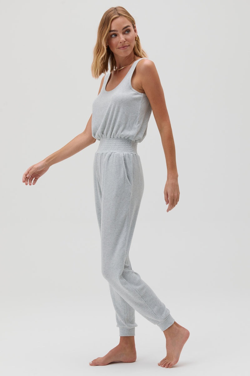 Women's Spiritual Gangster Ballet Rib Jumpsuit Dresses, Rompers & Jumpsuits Heather Ash | BQ0136579