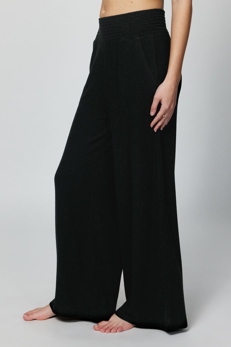 Women's Spiritual Gangster Ballet Rib Wide Leg Pant Sweatpants & Joggers Black | HX1375092