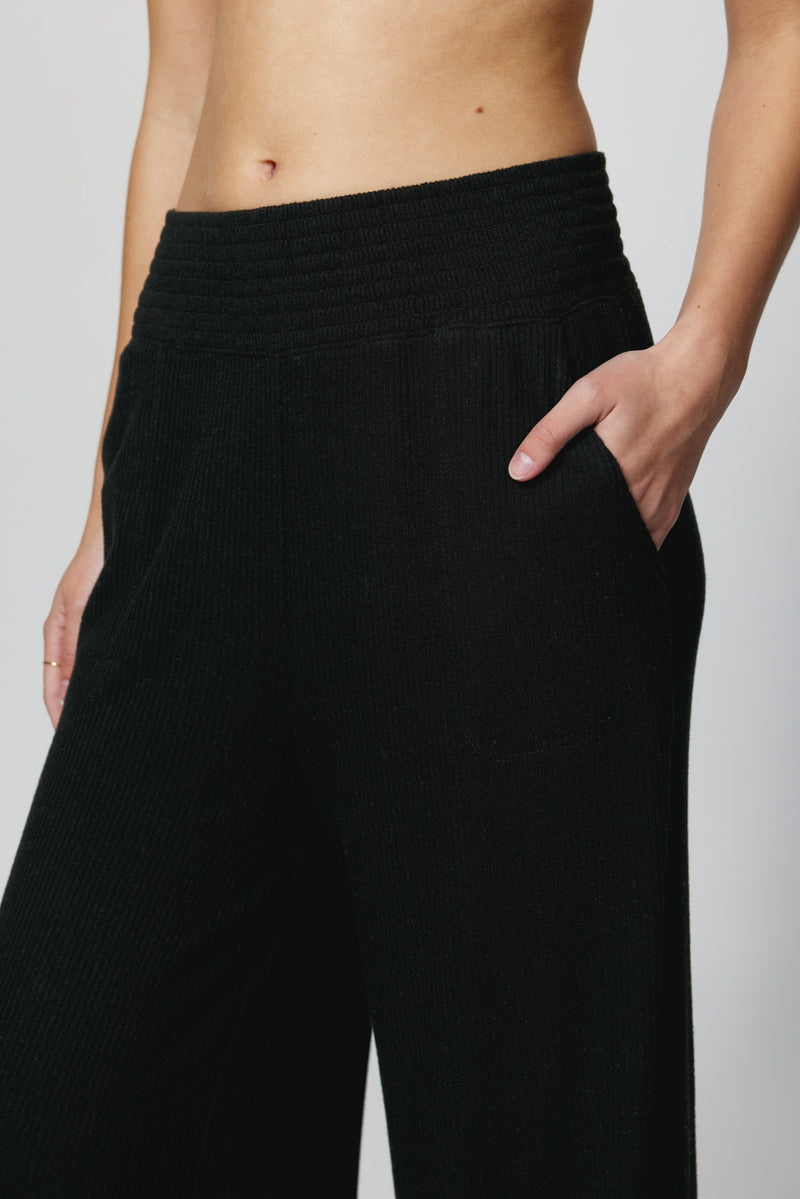 Women's Spiritual Gangster Ballet Rib Wide Leg Pant Sweatpants & Joggers Black | HX1375092