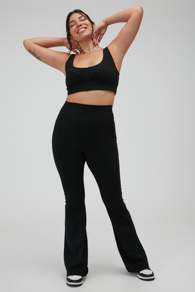 Women's Spiritual Gangster Bombshell Tech Flare Legging Bottoms Black | CQ2904187