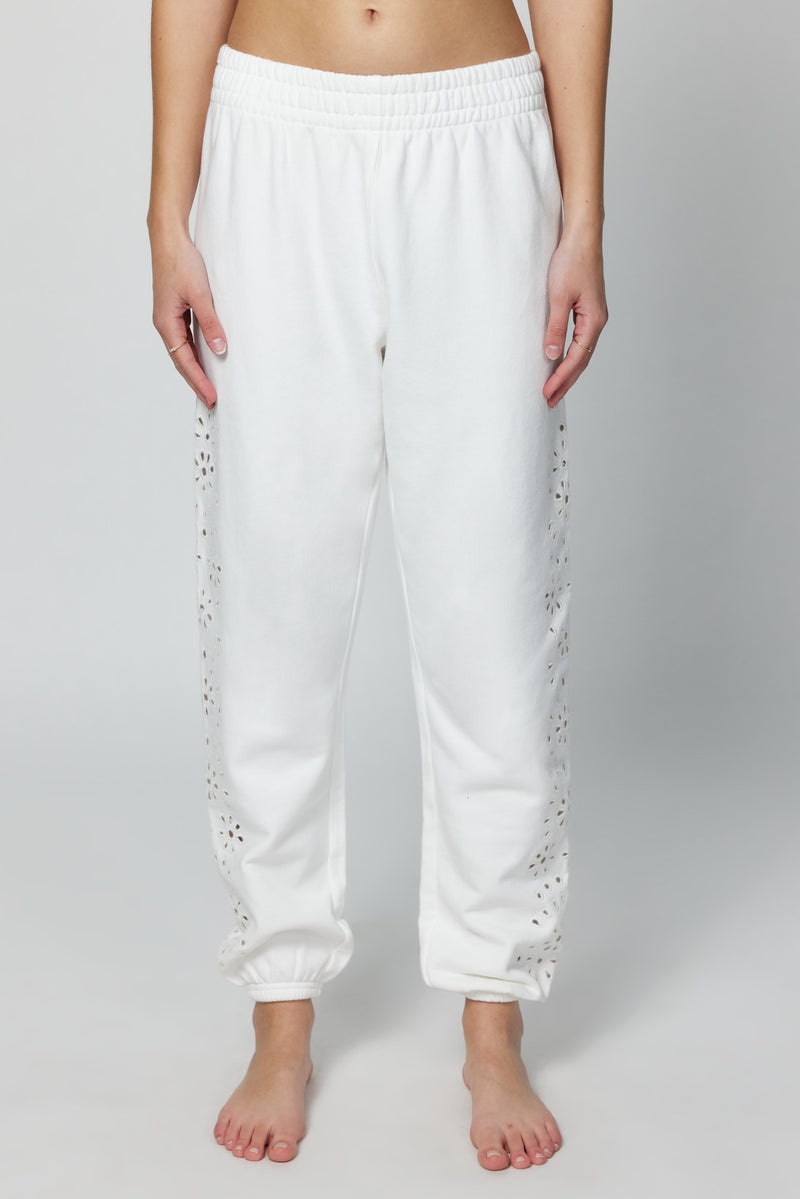 Women's Spiritual Gangster Boyfriend Eyelet Sweatpant Sweatpants & Joggers Stone | YI2190574