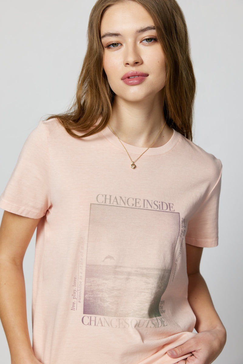 Women's Spiritual Gangster Change Inside Perfect Tee Tees & Tanks Dusk Pink | WZ5078162