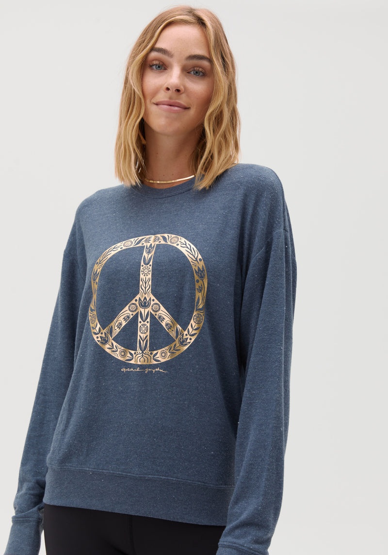 Women's Spiritual Gangster Choose Joy Savasana Sweater Sweatshirts Heather Deep Sea Blue | SQ3428790