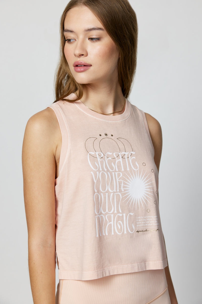 Women\'s Spiritual Gangster Create Magic Box Crop Tank Tees & Tanks Dusk Pink | BM7925306