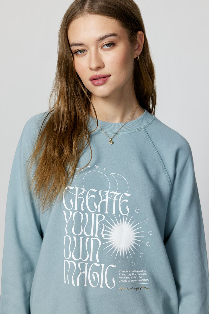 Women's Spiritual Gangster Create Magic Bridget Raglan Pullover Sweaters Stormy Blue | GA8759203