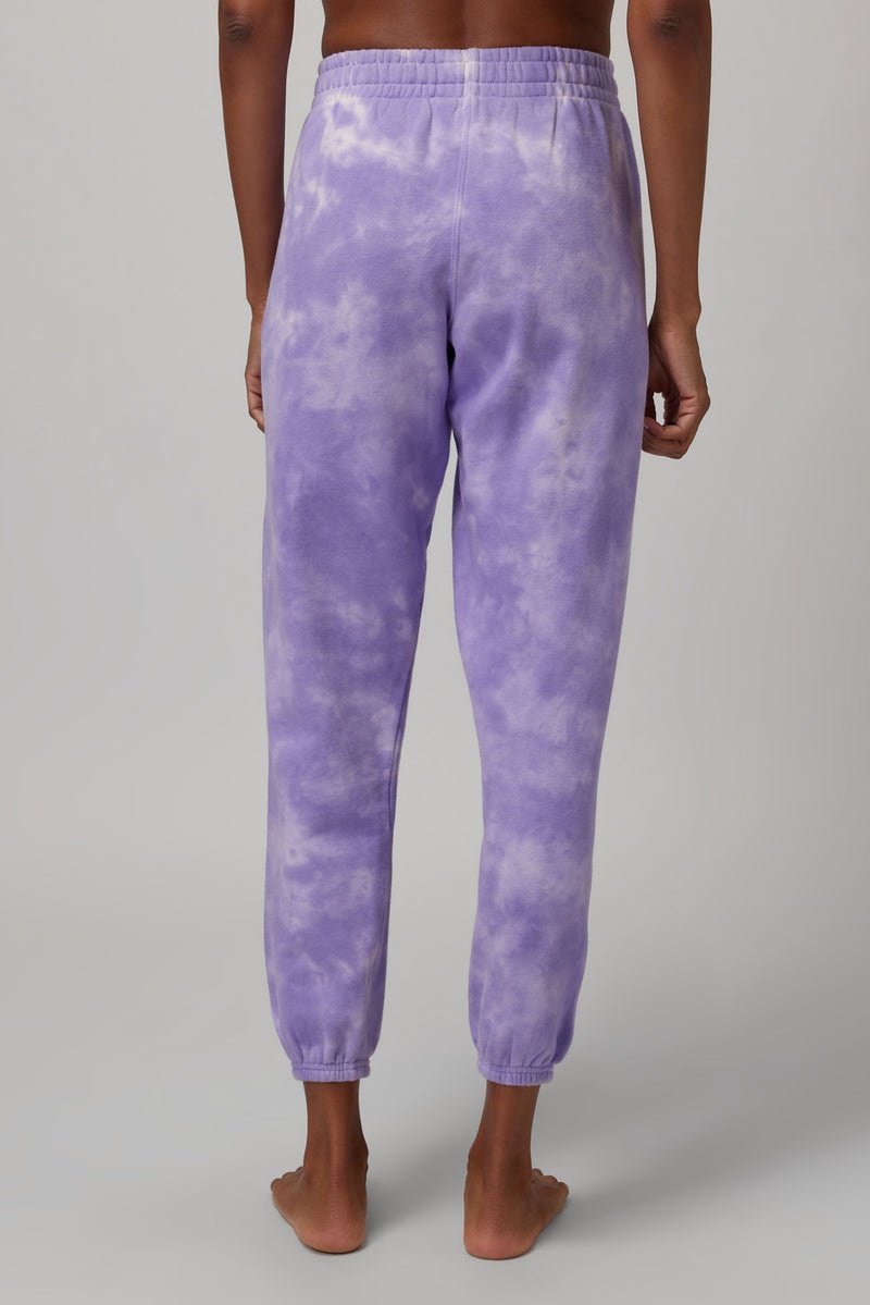 Women's Spiritual Gangster Crystal Dye Terry Boyfriend Sweatpant Sweatpants & Joggers Amethyst Crystal Wash | SN6190857