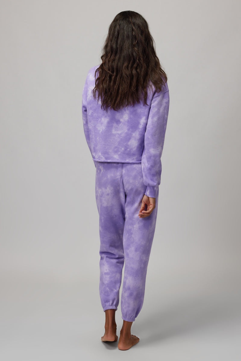 Women's Spiritual Gangster Crystal Dye Terry Boyfriend Sweatpant Sweatpants & Joggers Amethyst Crystal Wash | SN6190857