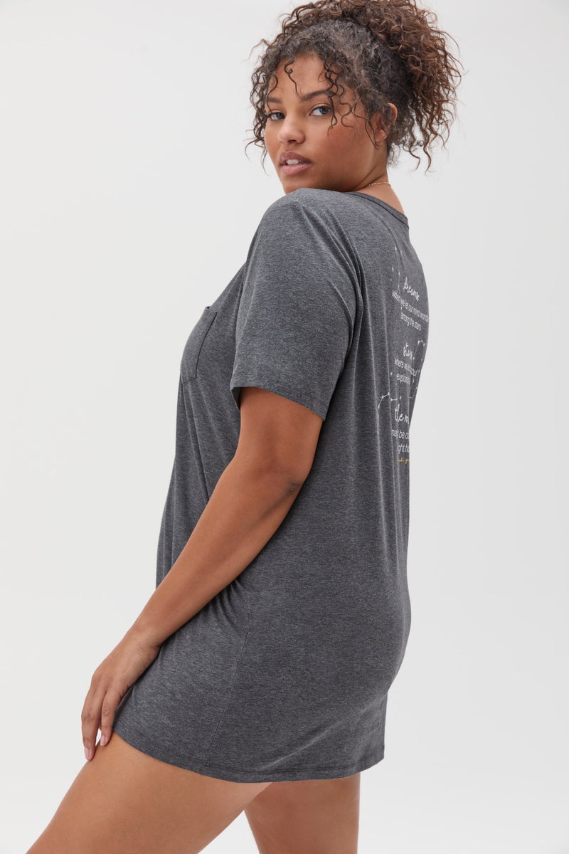 Women's Spiritual Gangster Dream Oversized Sleep Tee Dresses, Rompers & Jumpsuits Heather Charcoal | BT6215738