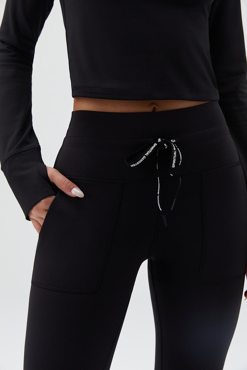 Women's Spiritual Gangster Empower Warm Core Legging Bottoms Black | RL6381920