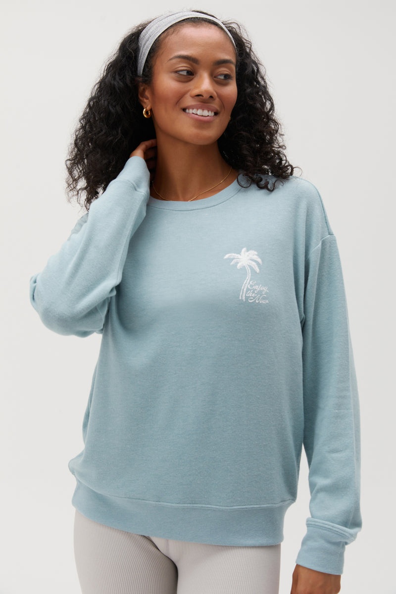 Women's Spiritual Gangster Enjoy The Now Savasana Sweater Sweaters Stormy Blue | GO4752180