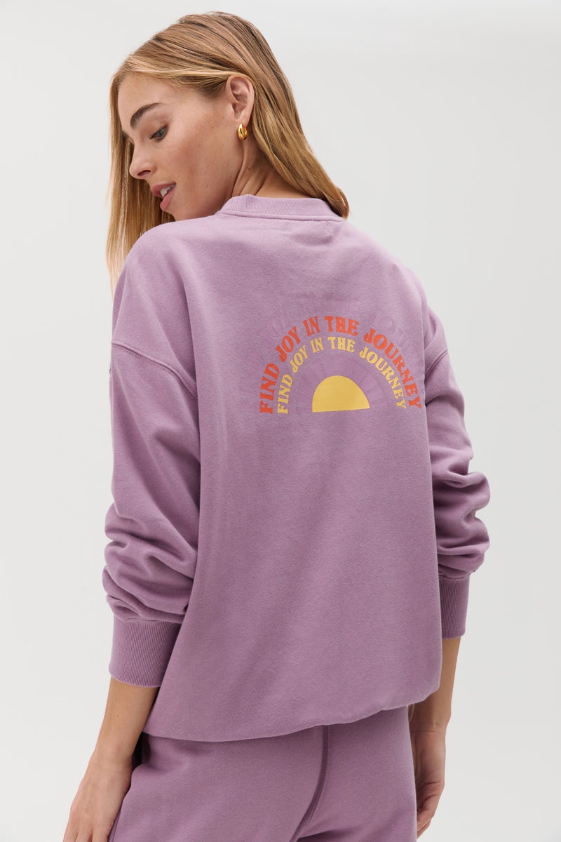 Women's Spiritual Gangster Find Joy Relaxed Crew Pullover Sweatshirts Amethyst | OT6520719