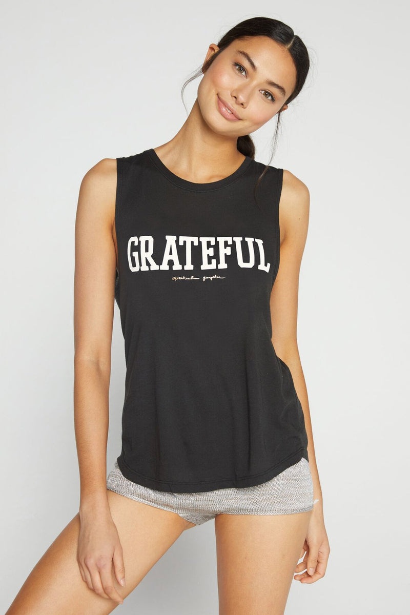 Women\'s Spiritual Gangster Grateful Muscle Tank Tees & Tanks Vintage Black | SI7136502