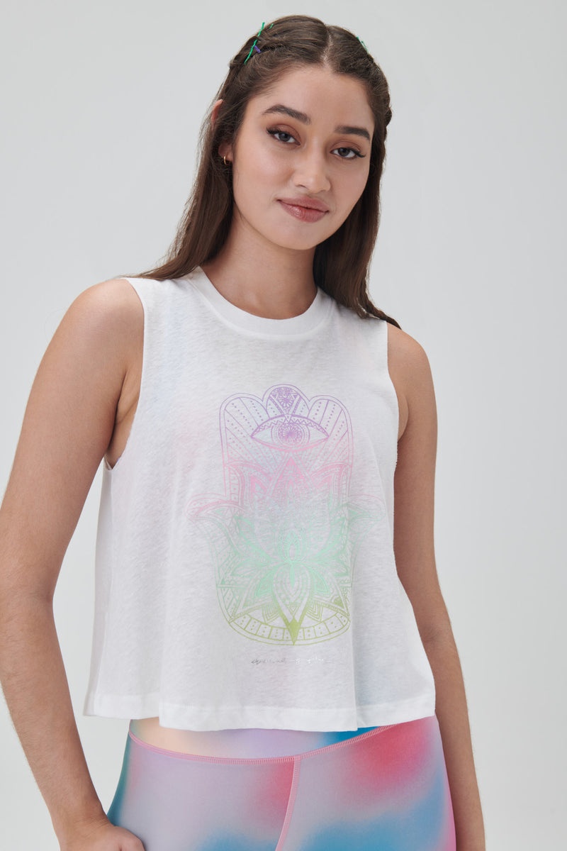 Women\'s Spiritual Gangster Hamsa Crop Tank Tees & Tanks Stone | EM7352189