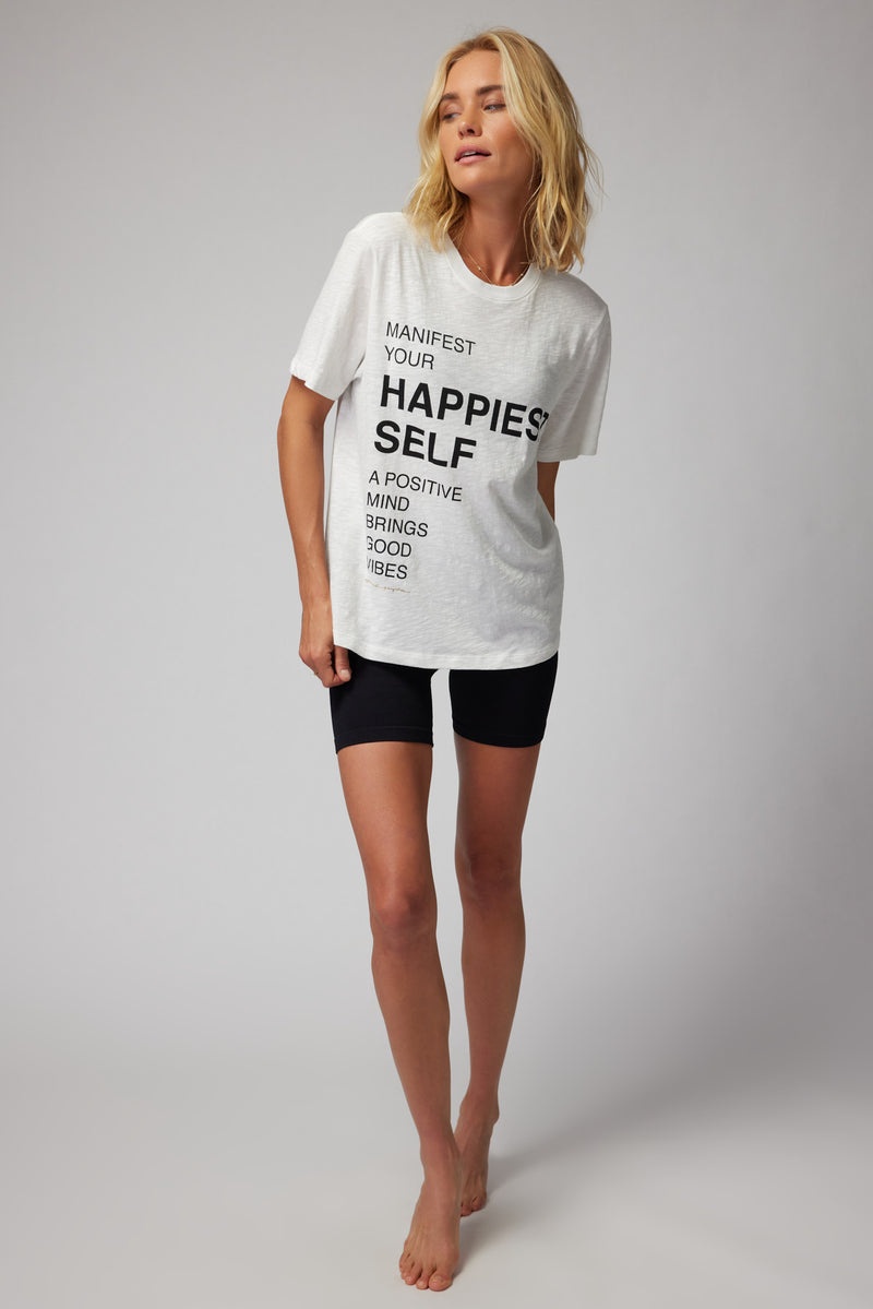 Women's Spiritual Gangster Happiest Self Short Sleeve Tee Tees & Tanks Stone | NY5921607