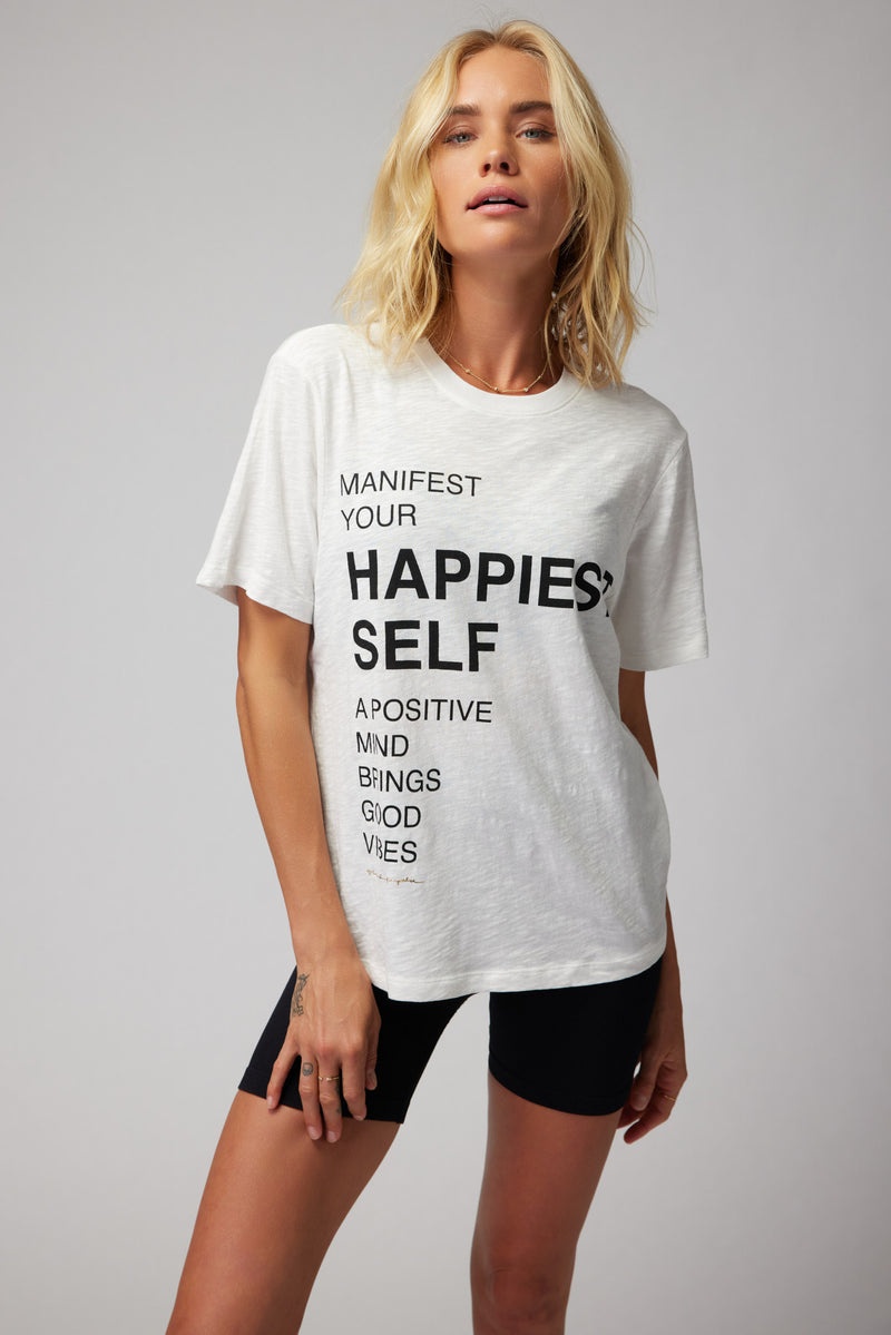 Women\'s Spiritual Gangster Happiest Self Short Sleeve Tee Tees & Tanks Stone | NY5921607