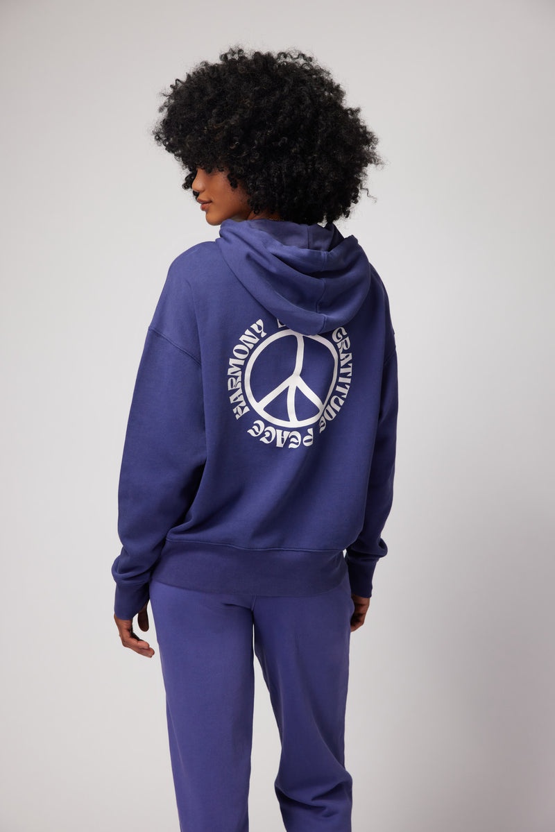 Women's Spiritual Gangster Harmony Phoebe Oversized Hoodie Long Sleeve Tops Indigo | AS3210958