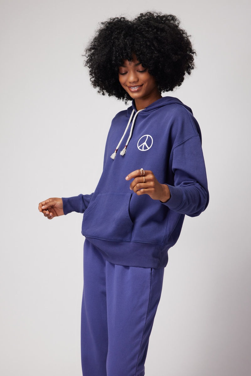 Women's Spiritual Gangster Harmony Phoebe Oversized Hoodie Long Sleeve Tops Indigo | AS3210958