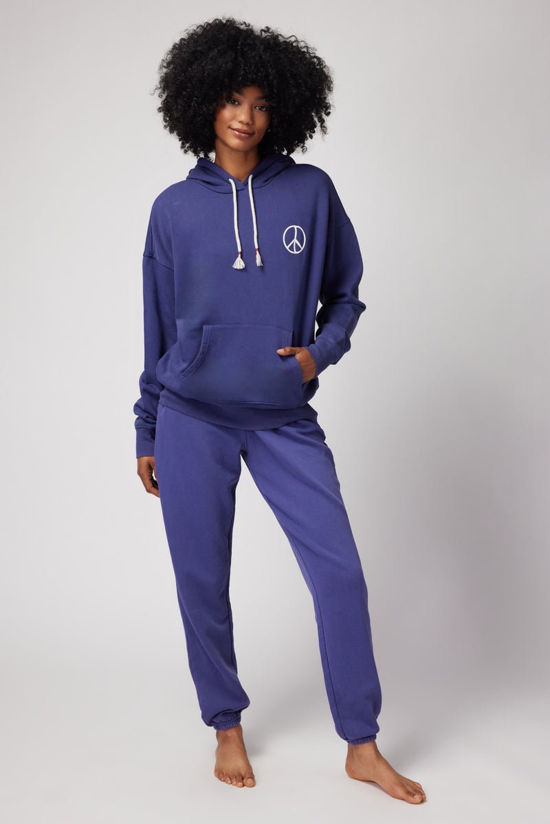 Women's Spiritual Gangster Harmony Phoebe Oversized Hoodie Long Sleeve Tops Indigo | AS3210958