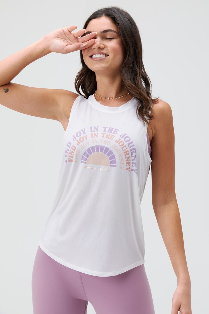 Women's Spiritual Gangster Journey Active Muscle Tank Tops White | WG7143568