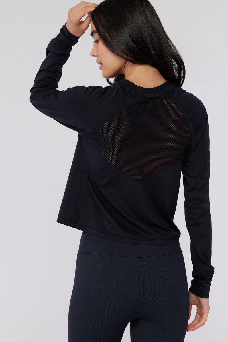 Women's Spiritual Gangster Karma Harmony Seamless Long Sleeve Long Sleeve Tops Black | NU0257963