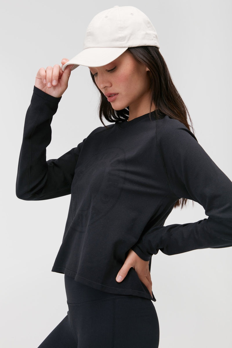 Women's Spiritual Gangster Karma Harmony Seamless Long Sleeve Long Sleeve Tops Black | NU0257963