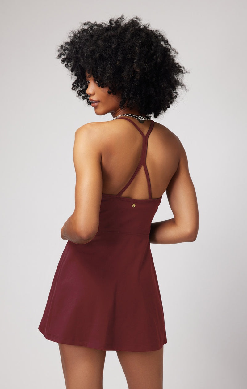 Women's Spiritual Gangster Lia Active Dress Dresses, Rompers & Jumpsuits Washed Burgundy | NS8465729