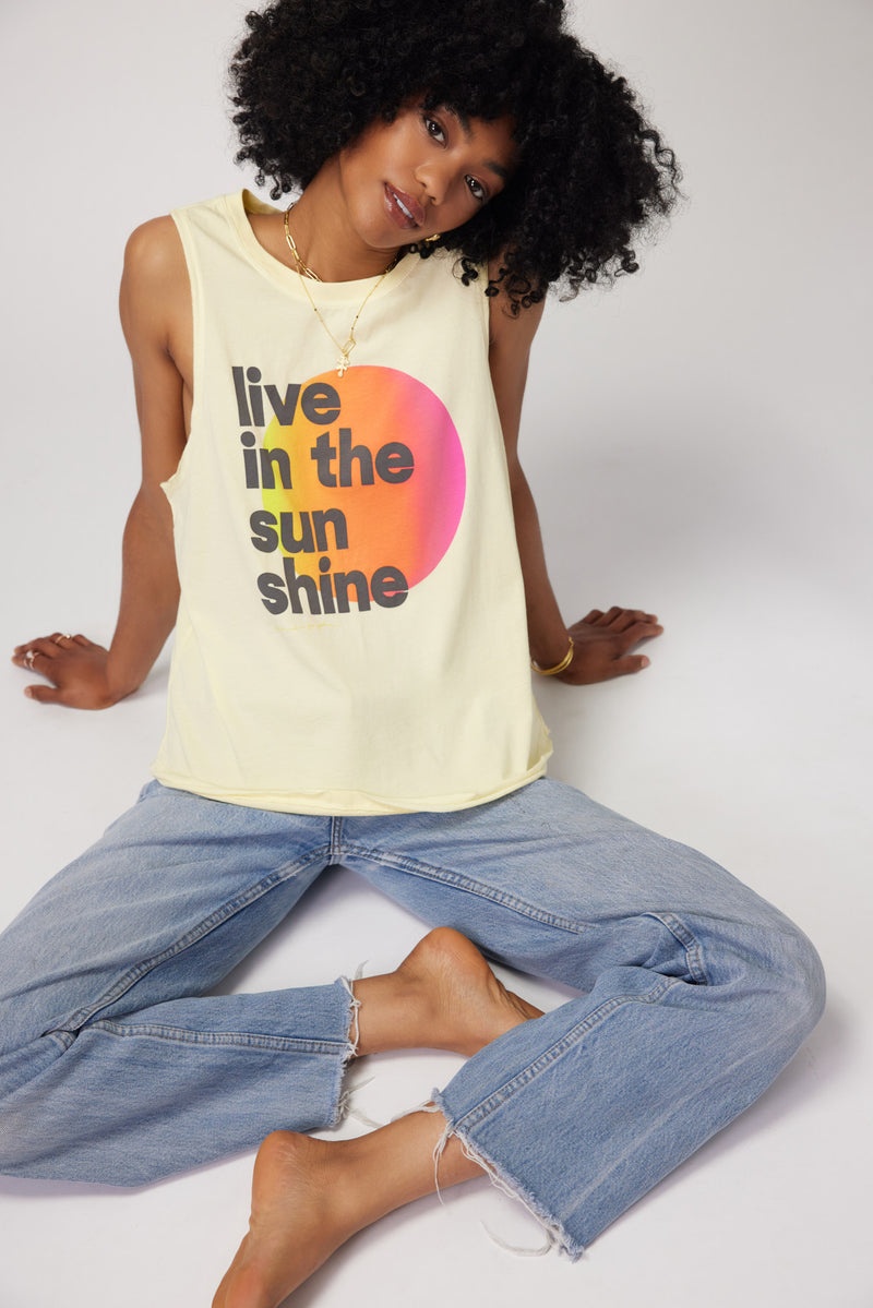 Women's Spiritual Gangster Live in the Sunshine Gigi Muscle Tank Tees & Tanks Sunlight | TQ2195706