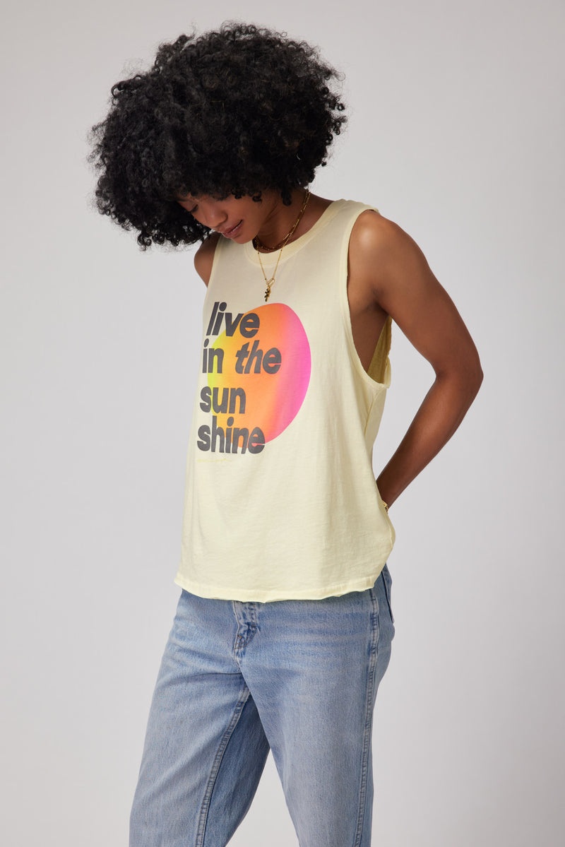 Women's Spiritual Gangster Live in the Sunshine Gigi Muscle Tank Tees & Tanks Sunlight | TQ2195706