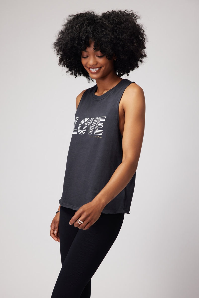 Women's Spiritual Gangster Love Gigi Muscle Tank Tees & Tanks Vintage Black | MO8954731