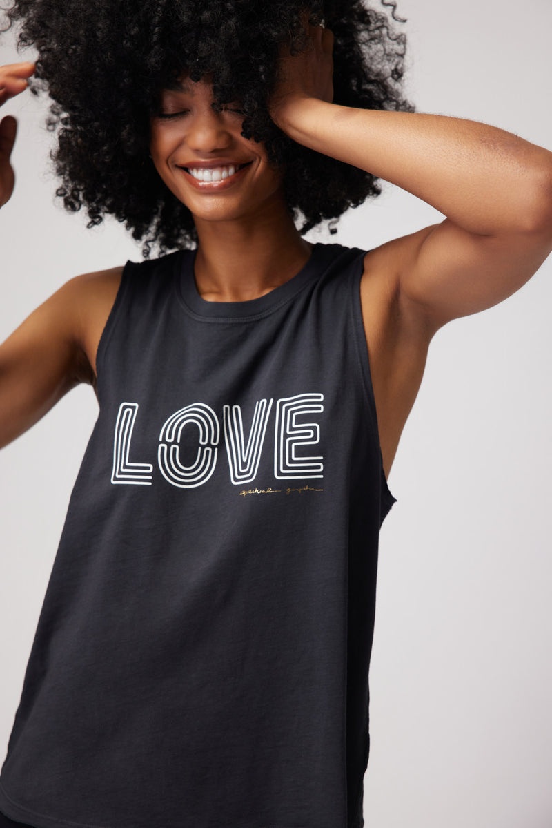 Women's Spiritual Gangster Love Gigi Muscle Tank Tees & Tanks Vintage Black | MO8954731