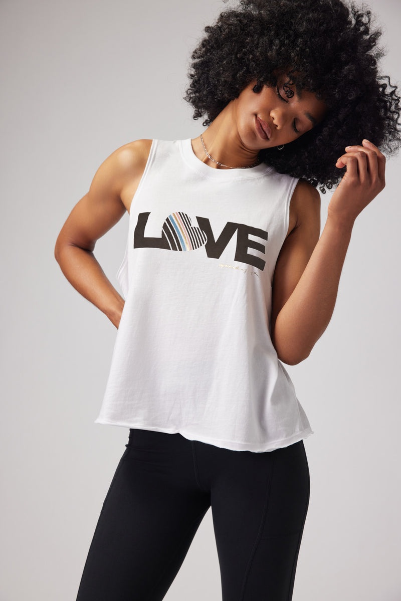 Women's Spiritual Gangster Love Heart Gigi Muscle Tank Tees & Tanks Stone | IL9087634