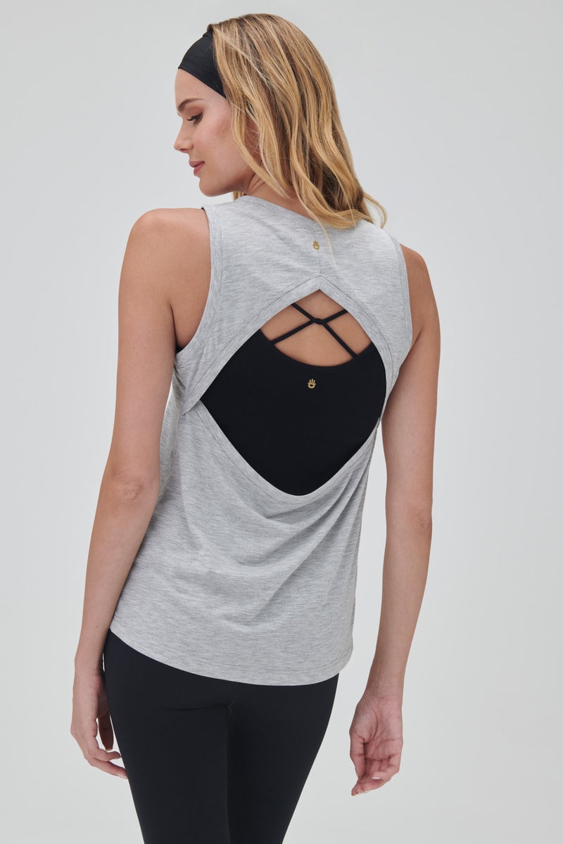 Women's Spiritual Gangster Love Riley Namaste Dry Tank Tees & Tanks Heather Grey | NK6379520