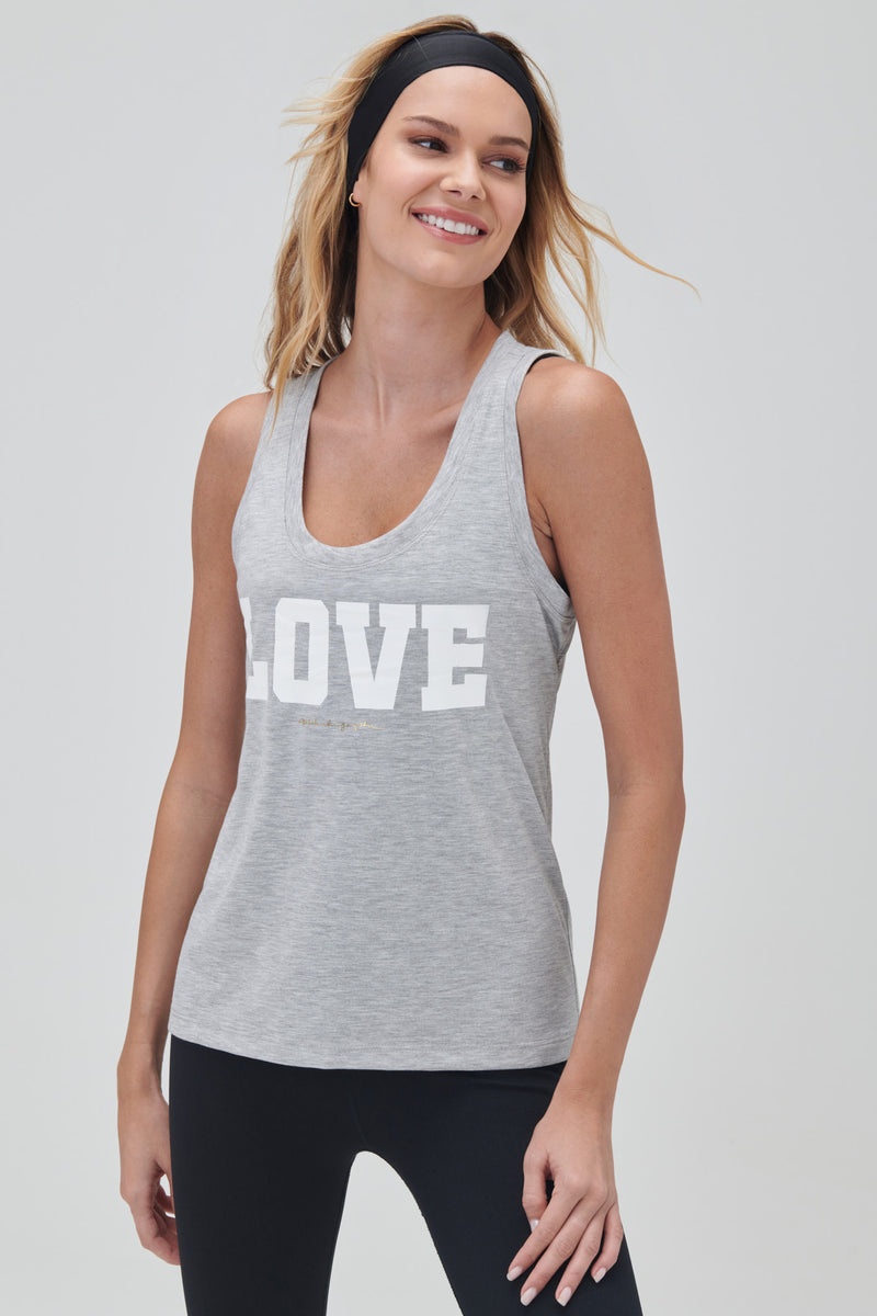 Women's Spiritual Gangster Love Riley Namaste Dry Tank Tees & Tanks Heather Grey | NK6379520