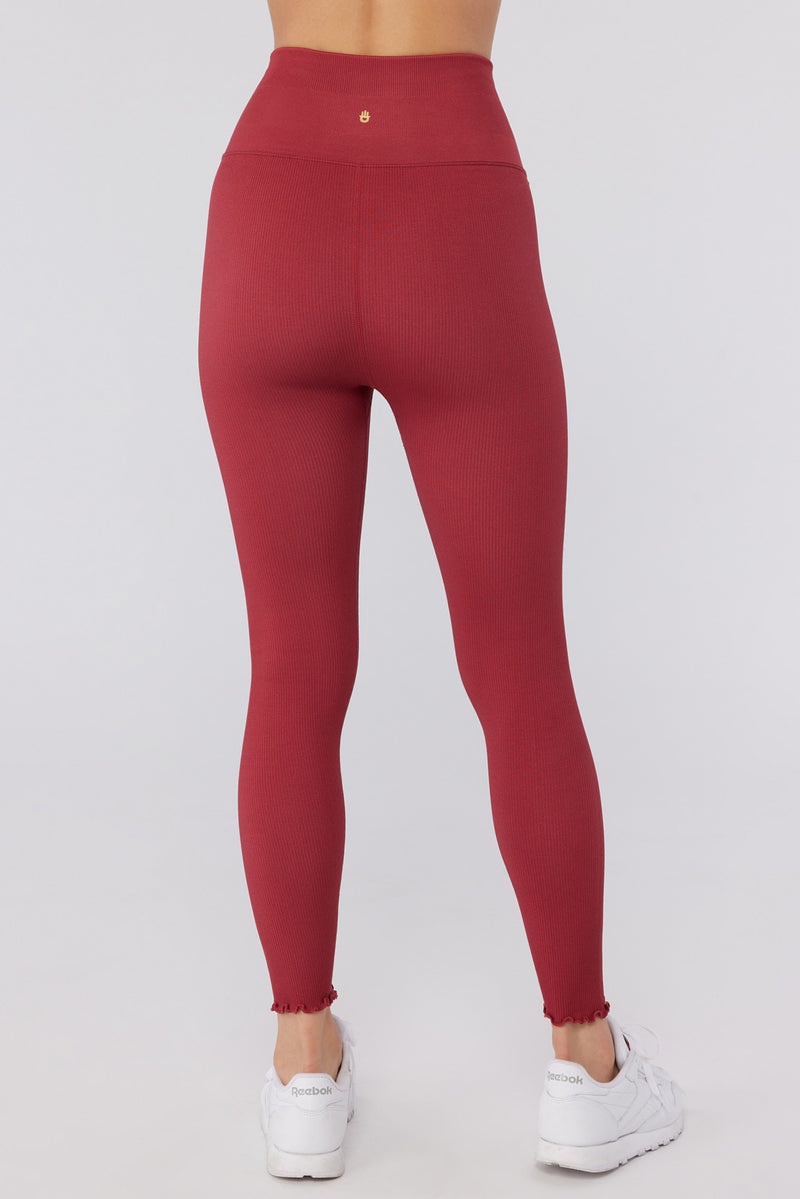 Women's Spiritual Gangster Love Sculpt 7/8 Ruffle Legging Leggings Ruby | AD5701824