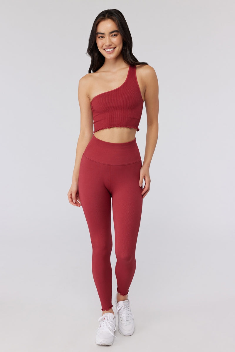 Women's Spiritual Gangster Love Sculpt 7/8 Ruffle Legging Leggings Ruby | AD5701824