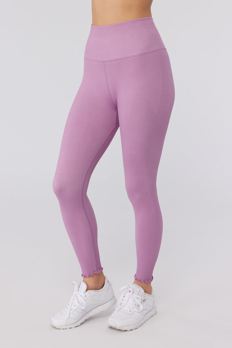 Women's Spiritual Gangster Love Sculpt 7/8 Ruffle Legging Leggings Amethyst | BM9713864