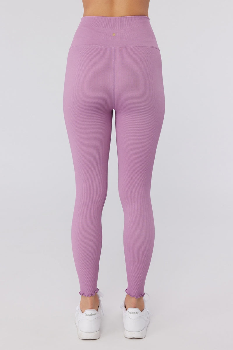 Women's Spiritual Gangster Love Sculpt 7/8 Ruffle Legging Bottoms Amethyst | HI3678125