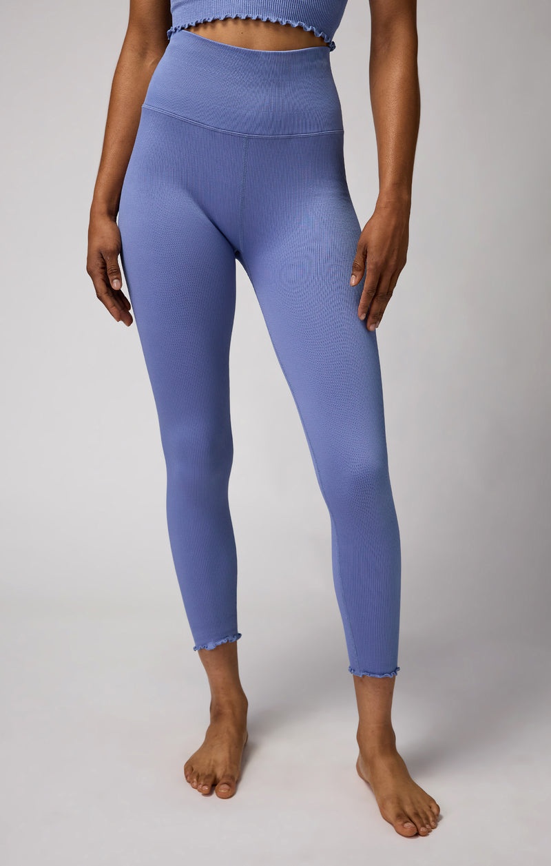 Women's Spiritual Gangster Love Sculpt Seamless 7/8 Ruffle Legging Bottoms Saltwater Blue | JG8039724