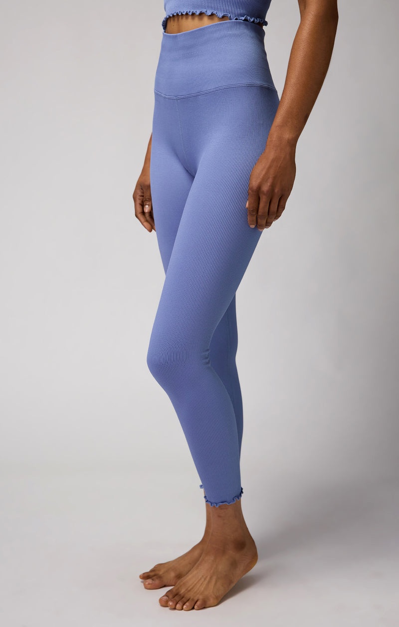 Women\'s Spiritual Gangster Love Sculpt Seamless 7/8 Ruffle Legging Bottoms Saltwater Blue | JG8039724