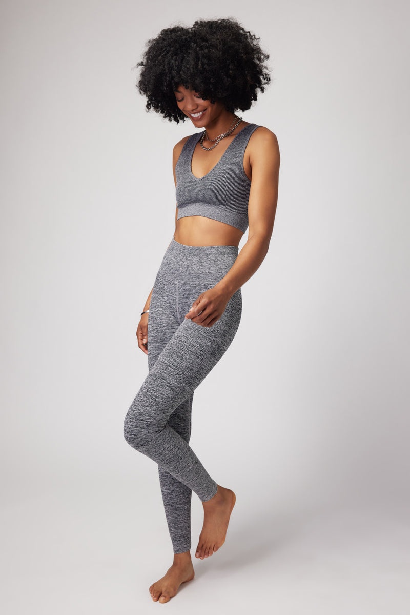 Women's Spiritual Gangster Metta Seamless Plunge Brami Tops Heather Grey | FU0746138