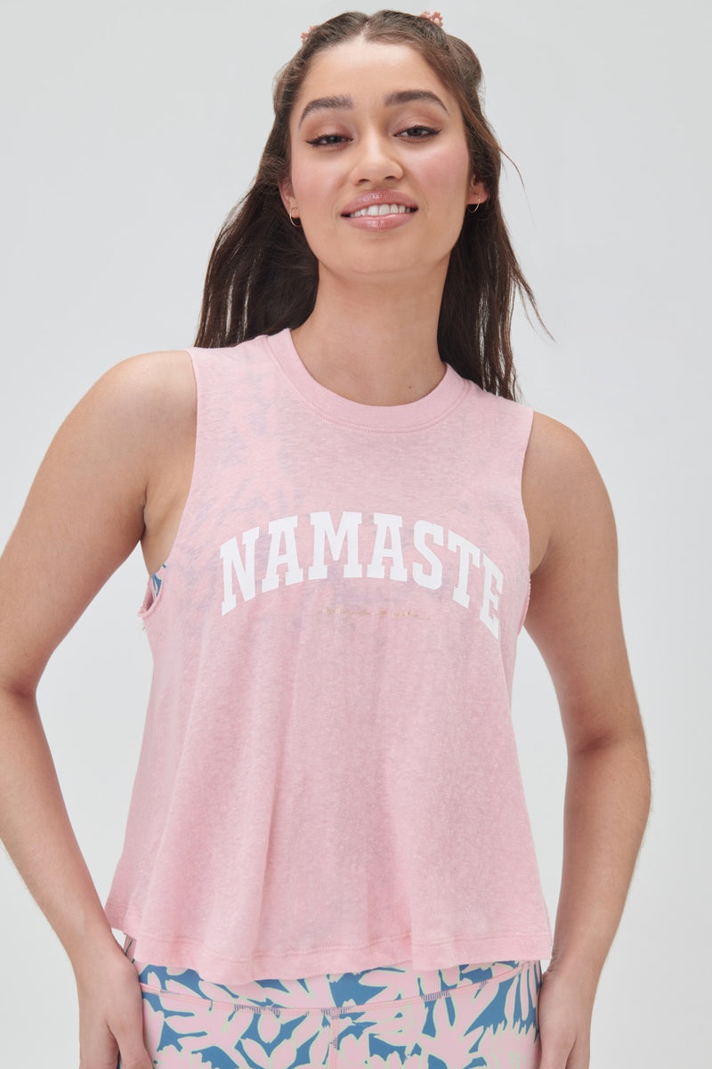 Women's Spiritual Gangster Namaste Crop Tank Tees & Tanks Peony Heather | YI9426507