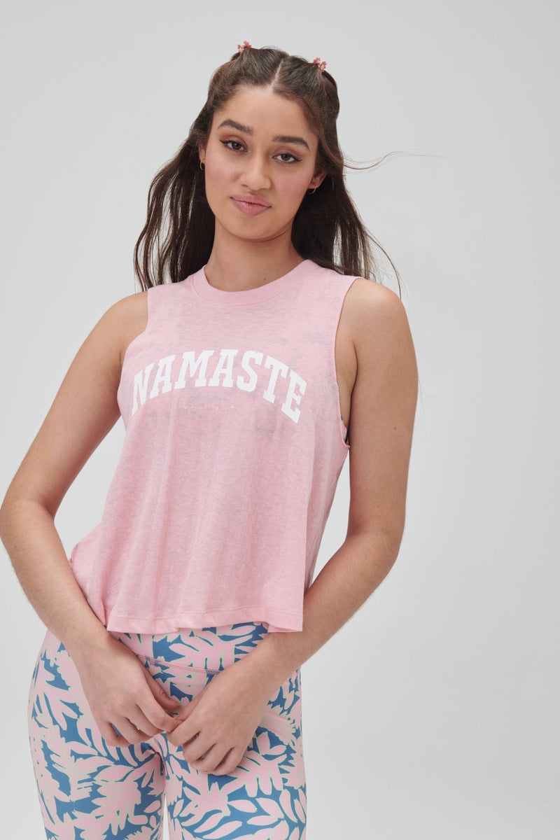 Women's Spiritual Gangster Namaste Crop Tank Tees & Tanks Peony Heather | YI9426507