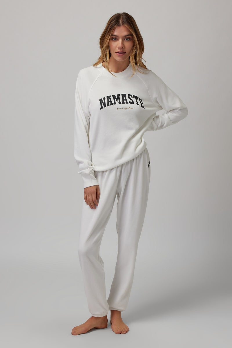 Women's Spiritual Gangster Namaste Love Old School Pullover Sweatshirts Stone | IR4213679