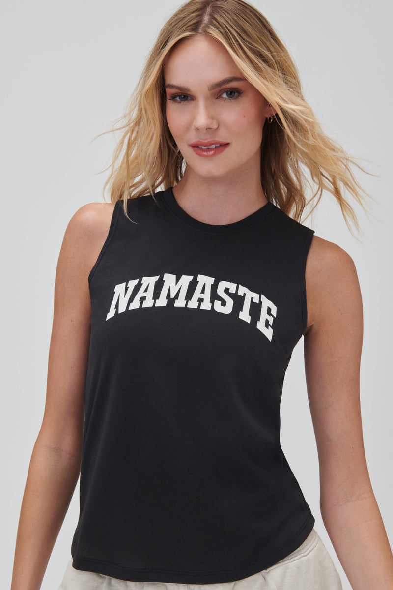 Women's Spiritual Gangster Namaste Muscle Tank Tees & Tanks Black | UK9420573